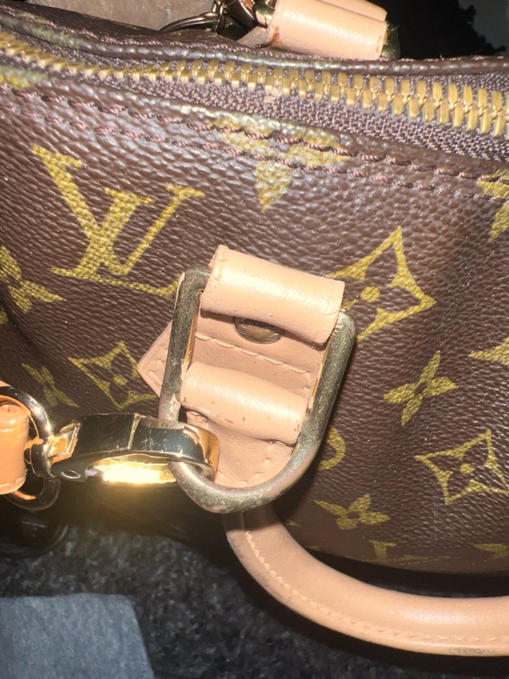 Vintage Louis Vuitton Brown Monogram Alma Satchel with Painted Tan Leather Trim - Picture 5 of 10
